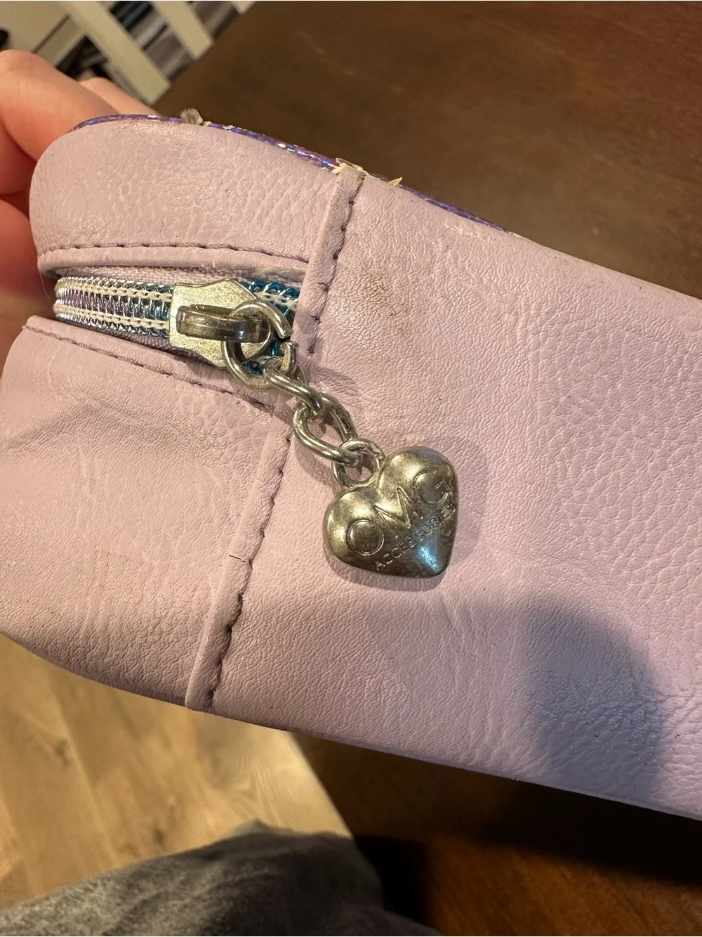 Kids Lavender Heart Lunch Tote with Rhinestone Butterfly